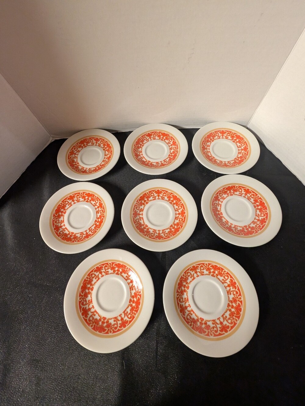 Lot Of 8 Royal Doulton Seville Saucers Coffee Tea Orange Vintage Rare Retro